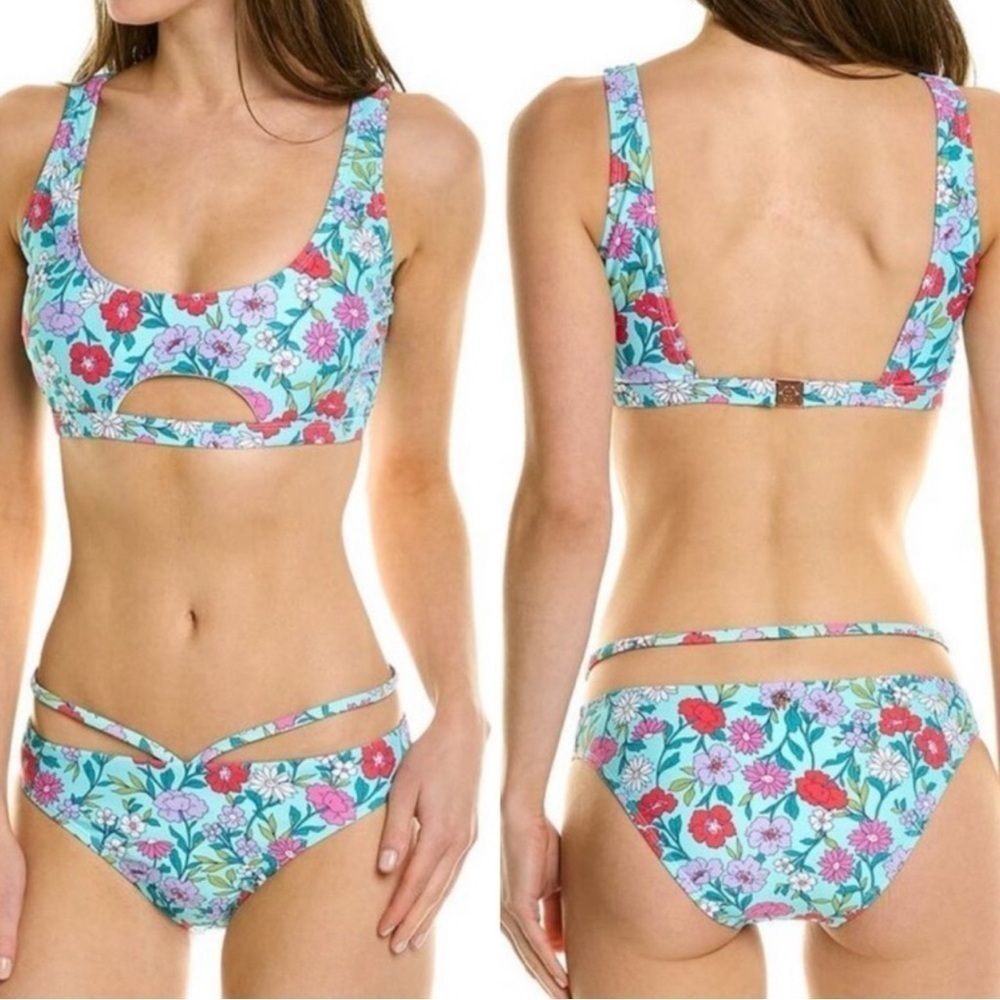 SET❤️Nanette Lepore Light Blue Cait Floral Bikini